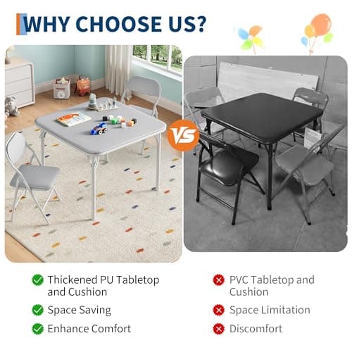 Aptliton 3-Piece Foldable Children's Activity Table & Chair Set, Lightweight Play Furniture for Toddlers with PU Leather Surface - Ideal for Dining, Crafts & Learning Activities — view 3