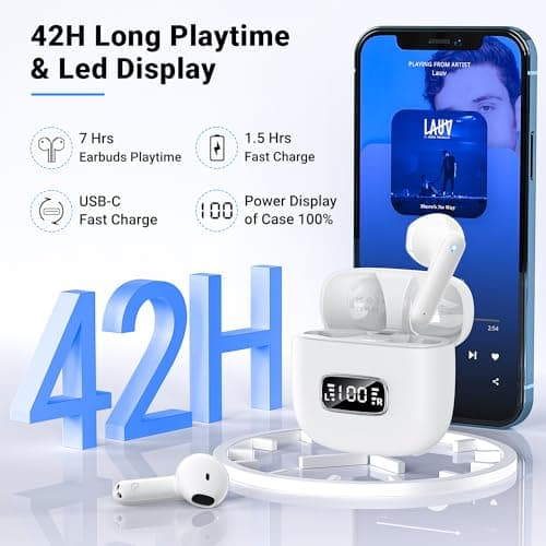 kauguo Wireless Earbuds Bluetooth 5.4,Long Battery Life Lightweight Earphones,Comfortable Fit Wireless Headphones For Small Ears,IPX6 Waterproof Earbuds For Running Gym Work Travel Music Calls — view 4