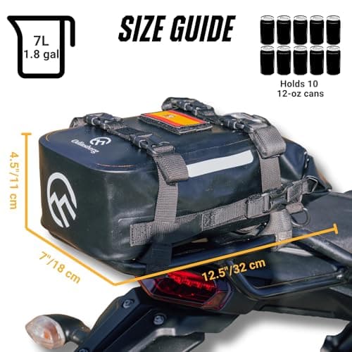 Odinsberg 7L Waterproof Motorcycle Tail Bag Motorbike Storage Crash Bar Bags Motorcycle Panniers Saddle Bags Backpack Dry Bag Luggage Rear Seat for Enduro Dual Sport ADV — view 5