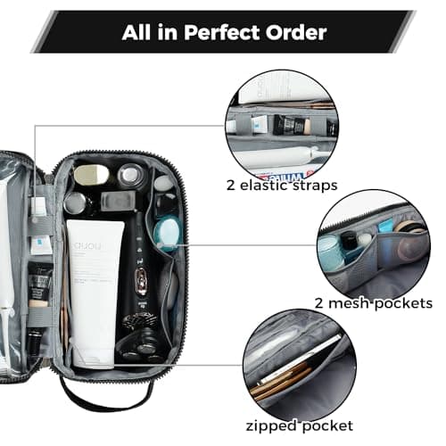 ECOHUB Water-Resistant Travel Toiletry Bag, Recycled Wet and Dry Separation Wash Bag, Dopp Kit Shaving Bag, Wide-Open Zipper Pouch Travel Toiletries Bag for Men, Patent Pending, Slim-Black — view 4