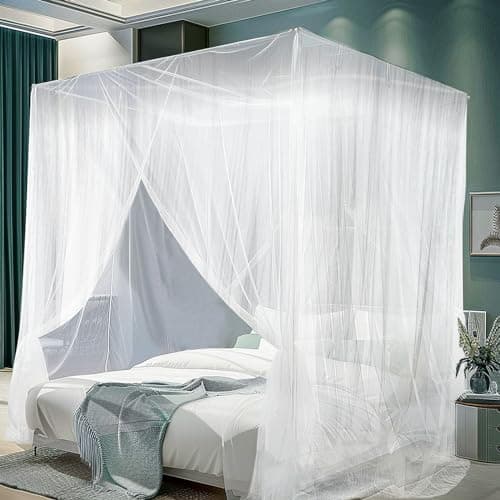 mizikuu Mosquito Net, 200 x 220 x 210CM Portable Mosquito Netting Large for Bed Mosquito net for Double Bed Ideal for Home, Traveling, Camping - White