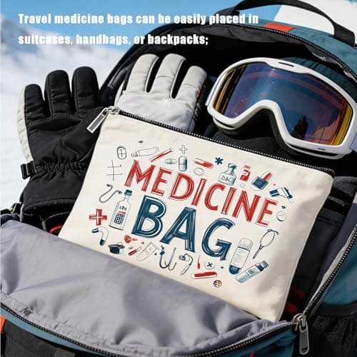 Medicine Bag,Portable Medicine Pouch Travel Essentials Pill Bag with Zipper — view 4