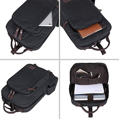 S-ZONE 14 Inch Laptop Shoulder Backpack Daypack Messenger Single Crossbody Chest Sling Bag Canvas Casual Satchel Outdoor for Men — view 3