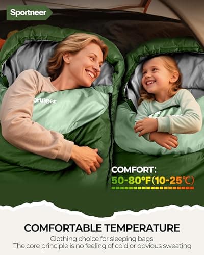 Sportneer Sleeping Bags for Adults - Kids Sleeping Bag 3-4 Season Lightweight Backpacking Sleeping Bag Cold Weather & Warm, Compact, Single Adult Girls Boys Camping Sleep Bag — view 4