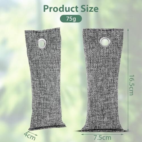 HOTUT Bamboo Charcoal Air Purifying Bags,12×75g Natural Activated Charcoal Bags,Removes Odors and Moisture,Activated Car Air Freshener,Bags Odor Eliminator for Home,Car,Pets,Bathroom — view 2