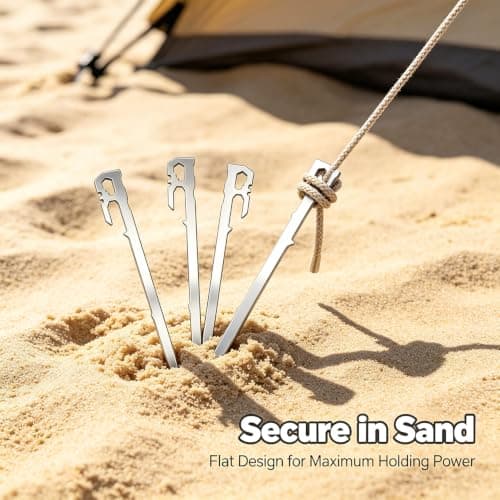 Tent Pegs Metal Heavy Duty Awning Pegs Camping Pegs Weed Membrane Pegs Artificial Grass Pegs Rustproof Hard Ground Pegs for Beach, Garden, Football Goal, Camping, Tents, Gazebos (6 Pack, 22 CM) — view 6