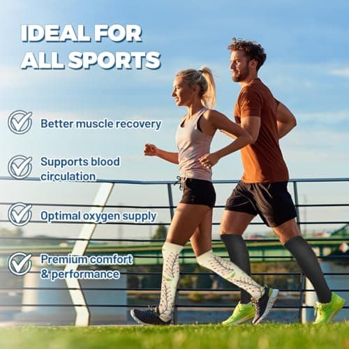 flintronic 6 Pairs Compression Socks for Women & Men, 15-20 mmHg Travel Flight Socks, Enhanced Circulation & Athletic Support, Compression Stockings for Running, Flying, Nursing(9-15in) — view 6