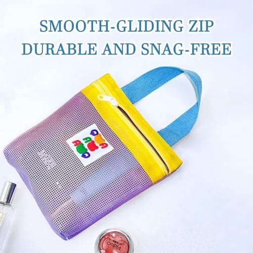 FOSDICK 3 Pieces Mesh Shower Bag 22 x 20cm Caddy with Zipper Toiletry Tote Hanging Wash Bag Colourful Washbag Quick Dry Toiletry Bags for College Dorms, Gym, Beach, Camping, Swimming, Yoga and Travel — view 3