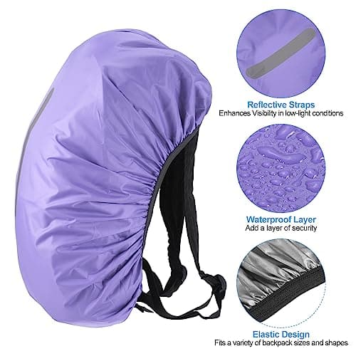 PATIKIL Waterproof Backpack Rain Cover 30-40L S Purple — view 3