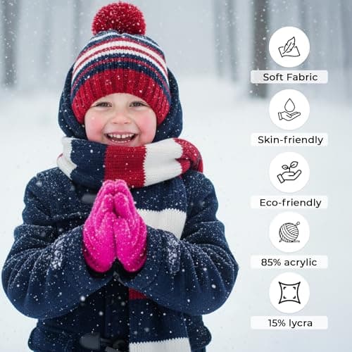M&A PEAKS Kids Magic Gloves 6/12 Pairs, Boys & Girls Winter Soft Warm Full Finger Cozy Stretch Knit Cold Weather Gloves For School, Cycling, Outdoor Play & Travel Age 4–10, (Pack Of 6 - Assorted) — view 2