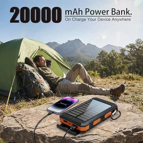 xxsmile Solar Power Bank 20000mAh, Waterproof USB-C External Battery — view 3