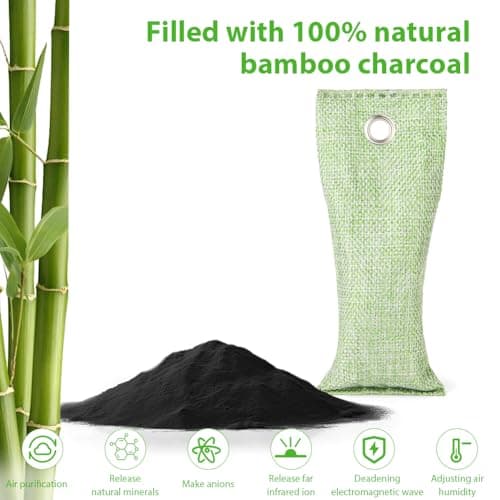 HOTUT Bamboo Charcoal Air Purifying Bags,6×75g Natural Activated Charcoal Bags,Removes Odors and Moisture,Activated Car Air Freshener,Bags Odor Eliminator for Home,Car,Pets,Bathroom — view 5