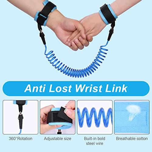 AOMIG Anti Lost Safety Wrist Link Belt, 2.5M Wrist Reins for Toddlers, Baby Reins Toddler Reins for Walking & Travel, Toddler Wrist Strap for Walking (Blue) — view 3
