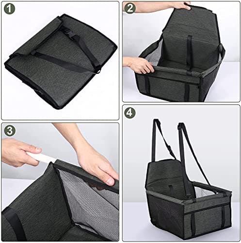 Pet Car Booster Seat Travel Carrier Cage, Oxford Breathable Folding Soft Washable Travel Bags for Dogs Cats Small Pet — view 5