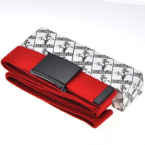 Cut To Fit Canvas Web Belt Size Up to 52-inch with Flip-Top Solid Black Military Buckle (Red)(Size: Cut to One size) — view 4