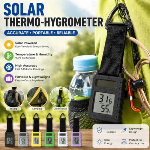 Portable Digital Small Hygrometer Thermometer,Mini Carabiner Clip Meter for Hiking,Backpacking HikingTravel Thermometer with Carabiner Clip,Travel Mountaineering Vehicle Pendant Keychain,for Hiking — view 3