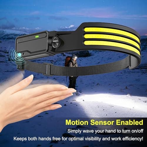 LUTW Head Torch Rechargeable, Motion Sensor Control Headlamp, 1 Pack — view 6