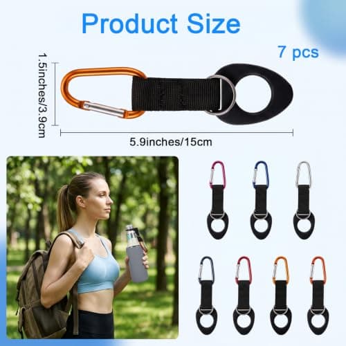 Sorcristy 7Pack Silicone Water Bottle Clips With Carabiner Lanyard — view 2