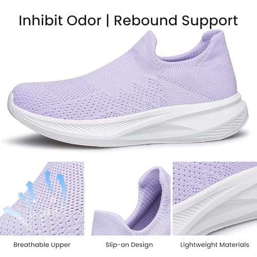 SURFING TREE Womens Slip on Sneakers Workout Shoes Ladies Slip on Trainers Breathable Mesh Outdoor Shoes Fashion Casual Purple Size 9 — view 6