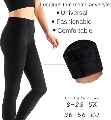 FUTURO FASHION Winter Fleece Lined Leggings for Women Thermal Warm Leggings for Women UK Fleece Lined Ladies Pants Elastic Mid Waisted Daily Yoga Gym Hiking Women's Leggings, Size 8-28 Beige — view 2