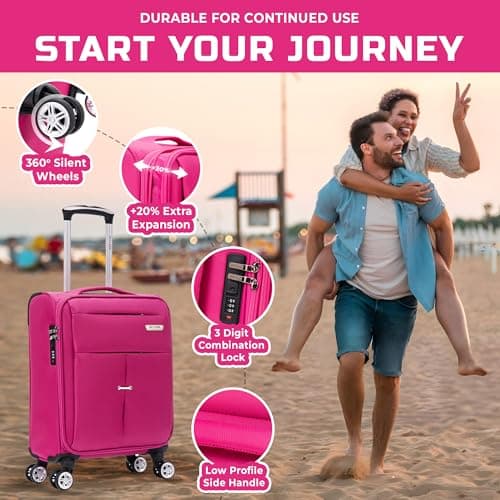 Large Suitcase 29" Super Lightweight Luggage 20% Expandable 4 Wheels Spinner Soft Shell Check in Luggage for 23kg — view 3