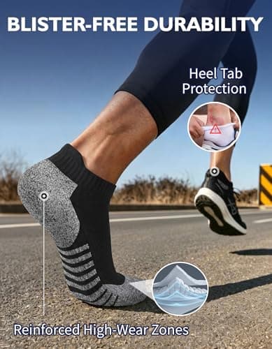 CLOSEMATE 6 Pairs Sport Trainer Ankle Socks for Men(6Black,Size L) — view 6