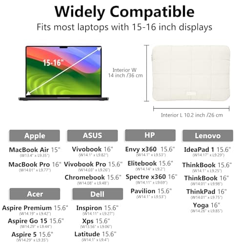 Linpr Laptop Protective Case, Inner Sleeve for 15.6-inch Laptops, White — view 5
