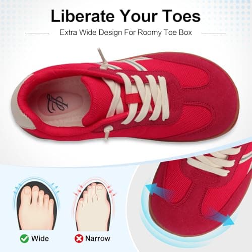 JOINFREE Women's Lightweight Travel Shoes Slip On Trainers Red — view 3
