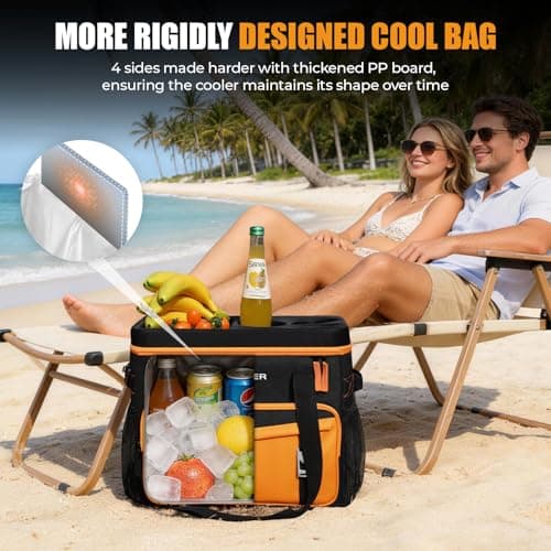 INSMEER Large Cool Bag 55 Cans 40L Foldable with Hard Top&Cup Holders — view 3