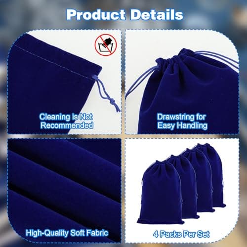 Amabro 4PCS Silver Storage Bags, 11.8" x 7.8" Anti Tarnish Cloth Bag — view 5