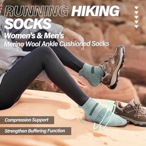 MOSEY KOSY 6 Pairs Merino Wool Women Men Unisex Ankle Running Walking Hiking Work Thermal Winter Warm Socks Compression Support Breathable Thick Cushion Socks(Mixed Light Color,3-7) — view 2