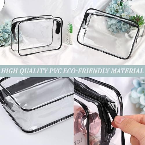 GWAWG Transparent Hanging Toiletry Bag with Handle, Clear Waterproof Travel Cosmetic Organizer, Shower Bag for Airplane Carry On, Portable Makeup Storage Case for Men Women — view 3