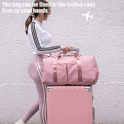 Hixingo Gym Bag with Shoe Compartment Travel Duffle Bag for Men and Women 45L Waterproof Light Weight Sports Bags for Weekender Swimming Football Basketball (45L,Yellow) — view 5