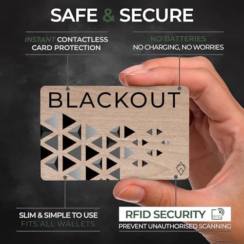 AKIELO Blackout RFID Blocking Card (2 Pack) – Eco Friendly Wooden Anti Theft Credit Card Protector – Ultimate Bank Card Blocker for Contactless Cards and Wallet Protection (Wood Edition - 2 Pack) — view 3