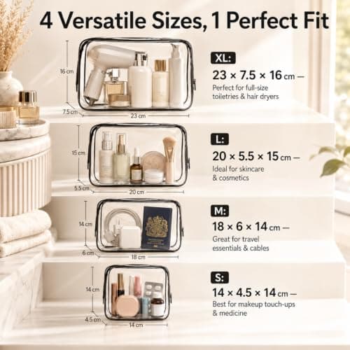 9pcs Clear Wash & Makeup Bags, Makeup Bags, PVC Waterproof Travel Wash Bags — view 4