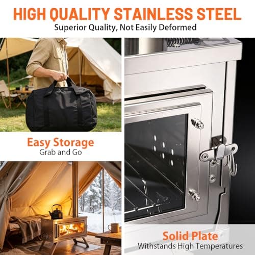 Tent Camping Stove, Outdoor Portable Tent Wood Burning with Chimney Pipes — view 6