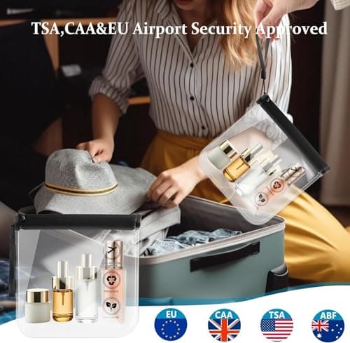 2 Pack TSA Approved Clear Toiletry Bags 20x20cm - Leakproof Zipper Cosmetic Pouch, Portable Handheld Travel Organizer for Airport Liquids, Essentials (Men & Women, UK Airline Compliant) — view 5