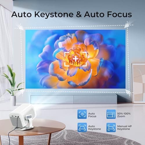 [Officially Liscensed App] WEMI Smart Portable Mini Projector Auto Focus, Native 1080P 4K Projector, WiFi 6 Bluetooth 5.4, 800 ANSI Wireless Home Outdoor Bedroom Movie TV Projector Android 13 — view 4