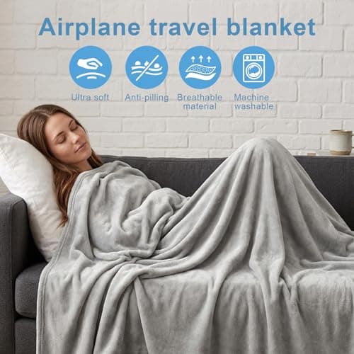 GREENSAPPIRE Travel Blanket Pillow for Plane, 2-in-1 Soft Airplane Blanket — view 3