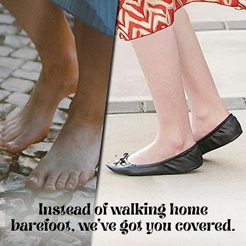 JJ PRIME - After Party Shoes with Foldable Bag Foldable Ballet Pumps Roll up Foldable Pumps (5/6 UK, Black) — view 3