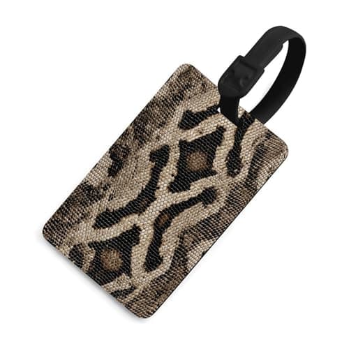 Snake Skin Pattern Brown and Beige Scales Luggage Tag Travel Bag Suitcase Baggage Name Tags