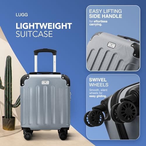 LUGG 15 Inch Skywander Lightweight Underseat Cabin Bag – EasyJet Approved Carry-On Suitcase, Durable ABS Hard Shell, Smooth Double Spinner Wheels, Water-Resistant & Compact Travel Luggage (45x34x20cm) — view 3