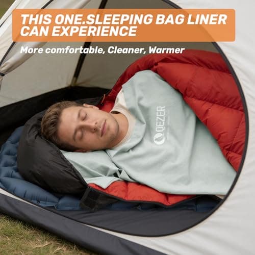 QEZER Sleeping Bag Liner, Ultralight Travel Sheets, Soft & Portable Large Sleeping Bag Liners for Adults silky soft and with a practical zipper easy to store — view 6