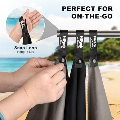 HiiPeak Microfibre Towel 2 pack（160x80cm+80x40cm） Compact Camping Beach Towel - Quick Dry Ultra Lightweight Absorbent Sports Gym Yoga Swimming Hiking Drying Towel for Men,Women (Black-2pcs) — view 2