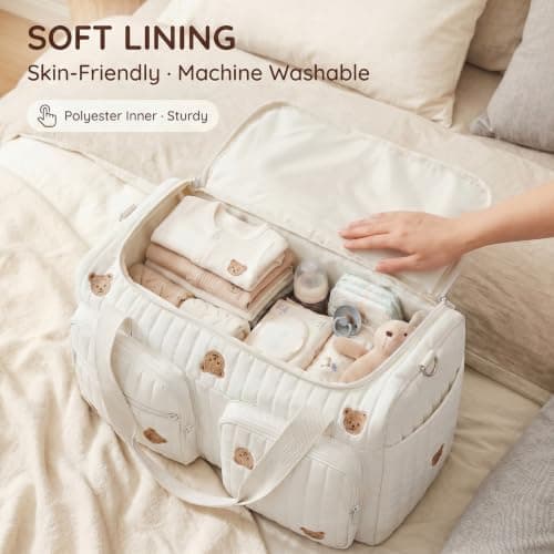 Hospital Maternity Bag, Baby Changing Bags with Shoulder Strap(White Bears) — view 4