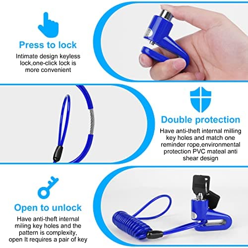 Ainiv Bike Lock, Disc Brake 1300mm/12mm Cycling Cable Lock with 2 Keys,Electric Scooter Accessory Anti-Theft for Xiaomi M365/Pro,Bike, Electric Bike, Skateboards, Strollers, Lawnmowers, B Blue — view 3