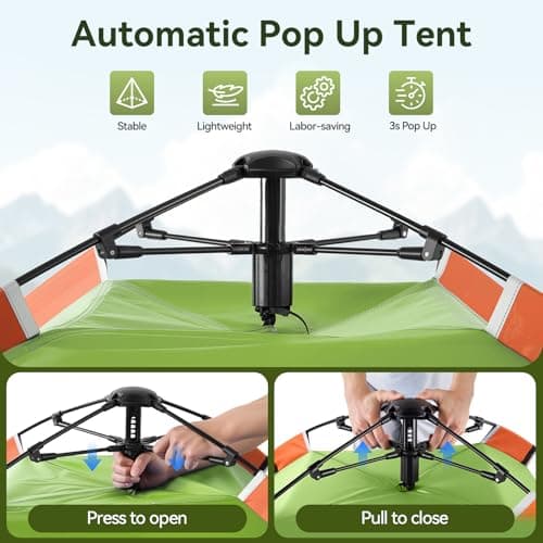 Warmiehomy Camping Tent with Porch, 2 Man Pop Up Tent, Green — view 5