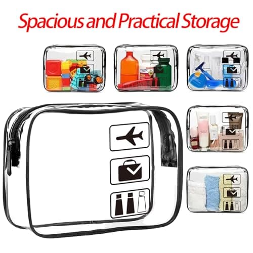 KOOSREEL Clear Travel Toiletries Bag, 2 Pack TSA Approved Toiletry Bag with Zippers Travel Essentials PVC Waterproof Cosmetic Clear Makeup Bag for Women and Men — view 2