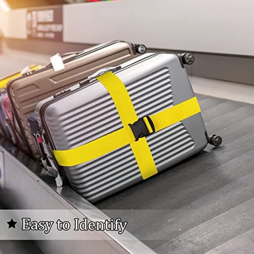 Luggage Suitcase Straps Set, Travel Accessories Thickened Luggage Belt with Quick Release Buckle, Adjustable Black Travel Luggage Straps for Suitcase Baggage (Yellow, 2 PCS Set) — view 5