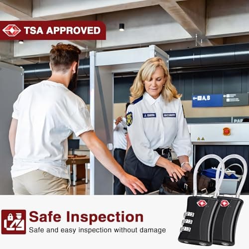 Oderra 2 Pack TSA Luggage Locks, 3-Digit Combination Padlock, Steel Wire With PVC Coated Travel Lock, TSA Approved Luggage Locks, Suitable for Gym Locker Padlocks — view 2